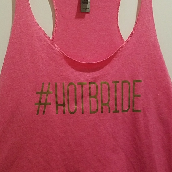 New Next Level Apparel #HOT BRIDE Pink tank w/gold - Picture 3 of 7